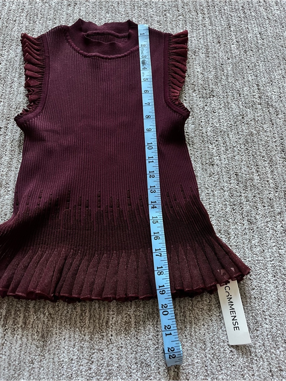Commense Ribbed Knit Ruffle Top size XS NWT - Picture 4 of 7